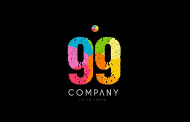 99 numara grunge renkli gökkuşağı sayısal basamak logo
