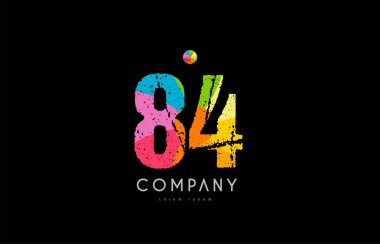 84 numara grunge renkli gökkuşağı sayısal basamak logo