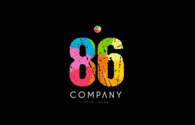 86 numara grunge renkli gökkuşağı sayısal basamak logo