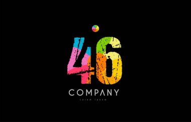 46 numara grunge renkli gökkuşağı sayısal basamak logo