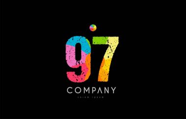 97 numara grunge renkli gökkuşağı sayısal basamak logo