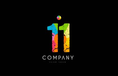 11 numara grunge renkli gökkuşağı sayısal basamak logo