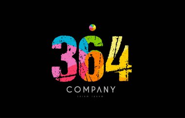 364 numara grunge renkli gökkuşağı sayısal basamak logo