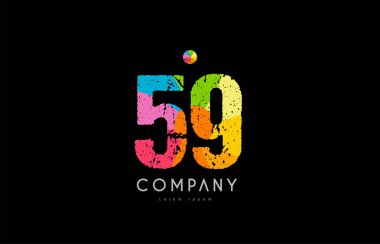 59 sayı grunge renkli gökkuşağı sayısal basamak logo