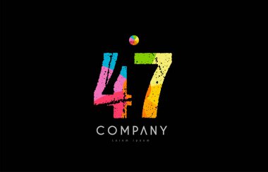 47 numara grunge renkli gökkuşağı sayısal basamak logo