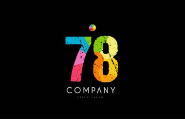 78 numara grunge renkli gökkuşağı sayısal basamak logo