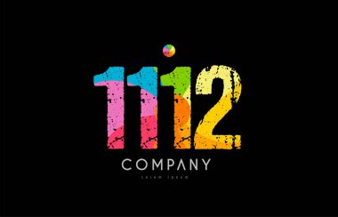 1112 numara grunge renkli gökkuşağı sayısal basamak logo