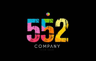552 numara grunge renkli gökkuşağı sayısal basamak logo