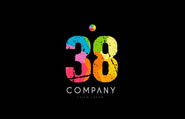 38 numara grunge renkli gökkuşağı sayısal basamak logo