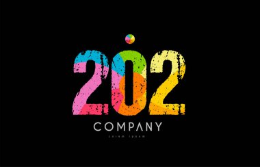 202 numara grunge renkli gökkuşağı sayısal basamak logo