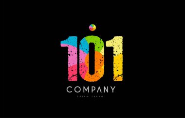 101 sayı grunge renkli gökkuşağı sayısal basamak logo