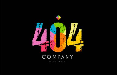404 numara grunge renkli gökkuşağı sayısal basamak logo