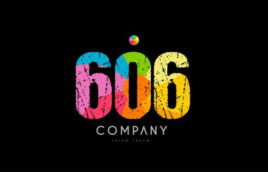 606 numara grunge renkli gökkuşağı sayısal basamak logo