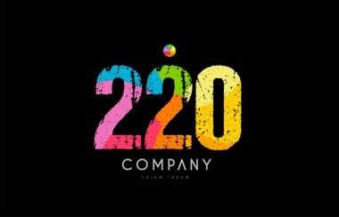 220 numara grunge renkli gökkuşağı sayısal basamak logo