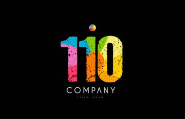110 numara grunge renkli gökkuşağı sayısal basamak logo