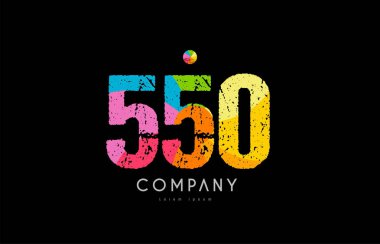 550 numara grunge renkli gökkuşağı sayısal basamak logo