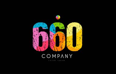660 numara grunge renkli gökkuşağı sayısal basamak logo