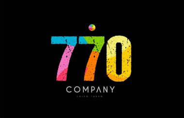 770 numara grunge renkli gökkuşağı sayısal basamak logo