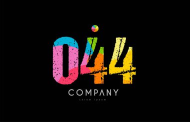 grunge renkli gökkuşağı sayısal basamak logo 044 numaralı