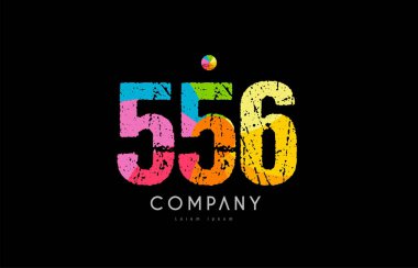 556 numara grunge renkli gökkuşağı sayısal basamak logo