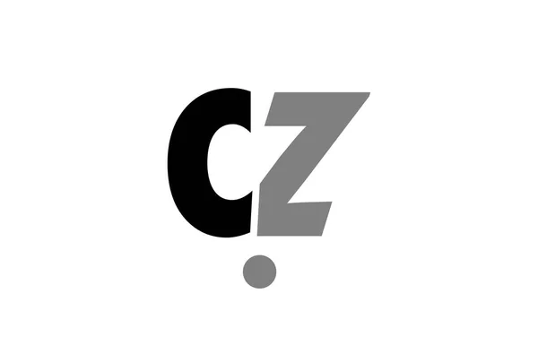 Cz c z negro blanco gris alfabeto letra logotipo icono combinación — Archivo Imágenes Vectoriales