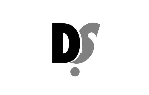 Ds d s noir blanc gris lettre alphabet logo icône combinaison — Image vectorielle