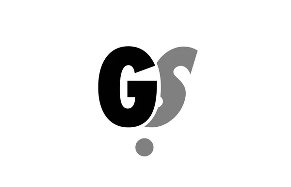 Kombinace ikonu logo černé bílé šedé abeceda GS g s písmen — Stockový vektor