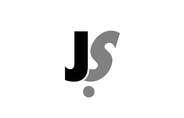 Js j s black white grey alphabet letter icon combination — стоковый вектор