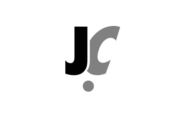 JC j c siyah beyaz gri Alfabe harf logo simge birleşimi — Stok Vektör