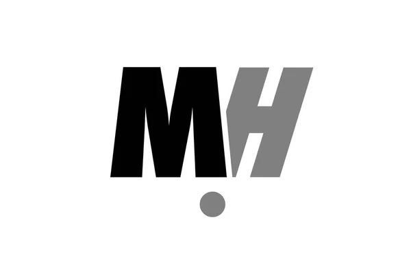 Mh m h negro blanco gris alfabeto letra logotipo icono combinación — Vector de stock
