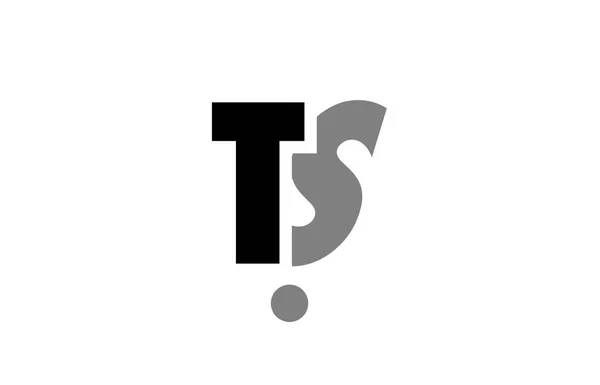 Kombinace ikonu logo černé bílé šedé abeceda TS t s písmen — Stockový vektor