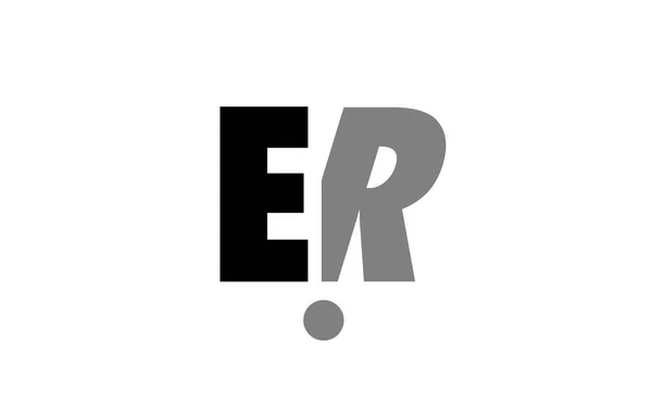 ER e r μαύρο άσπρο γκρι αλφάβητο επιστολής λογότυπο εικονίδιο συνδυασμό — Διανυσματικό Αρχείο