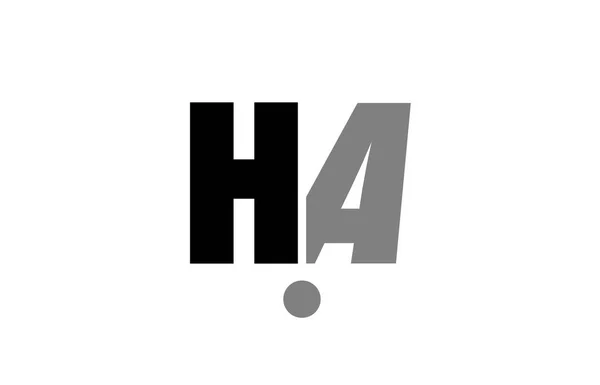 Ha h a black white grey alphabet letter icon combination — стоковый вектор