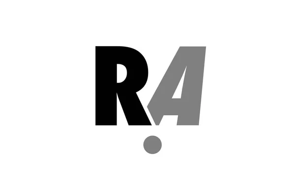 Ra r a  black white grey alphabet letter logo icon combination — Stock Vector