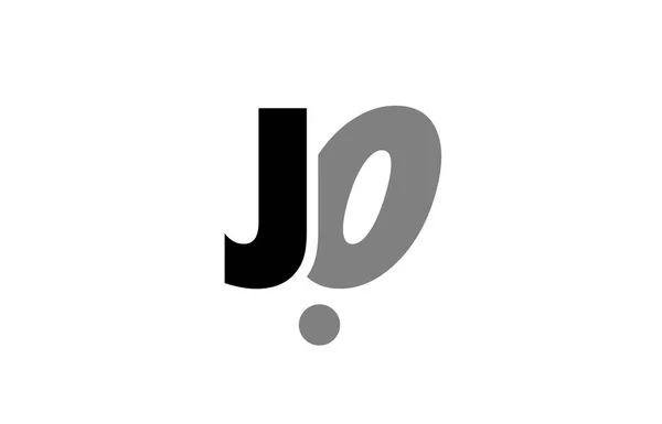 Jo j o μαύρο άσπρο γκρι αλφάβητο επιστολής λογότυπο εικονίδιο συνδυασμό — Διανυσματικό Αρχείο