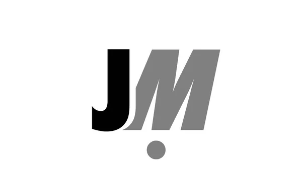 Jm j m negro blanco gris alfabeto letra logotipo icono combinación — Vector de stock