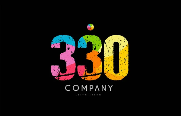 330 nombre grunge couleur chiffres arc-en-ciel logo — Image vectorielle