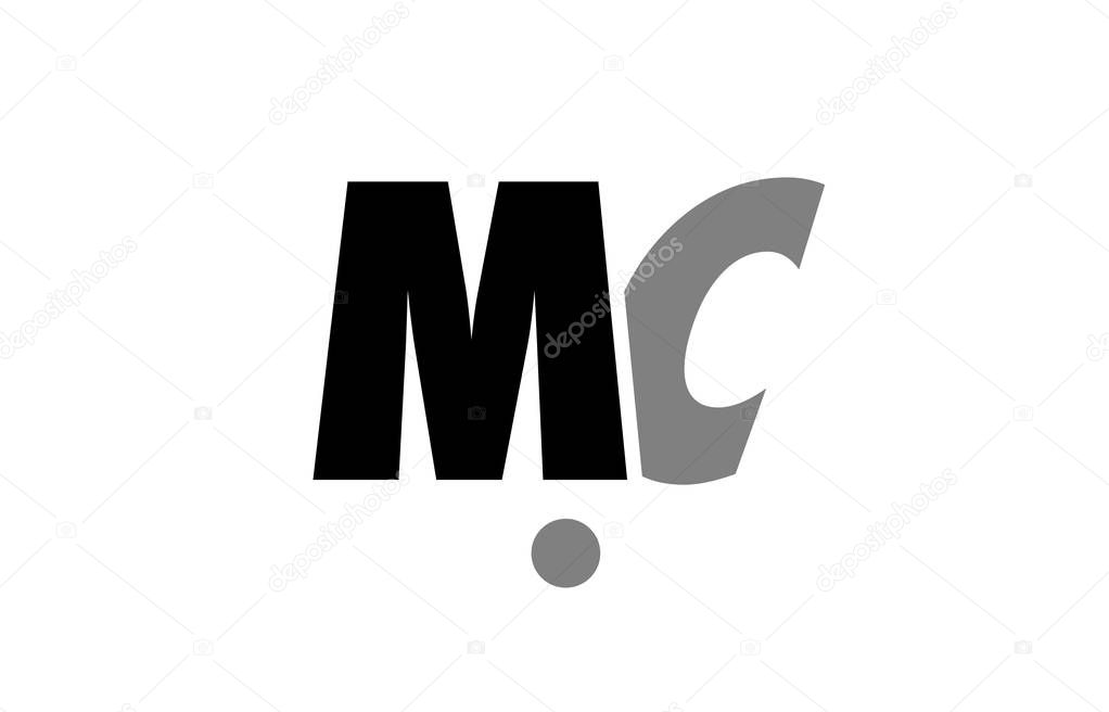 mc m c black white grey alphabet letter logo icon combination 