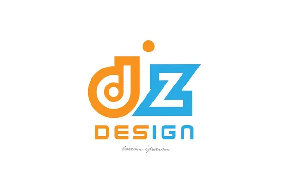 DZ d z oranje blauw alfabet letter logo combinatie — Stockvector