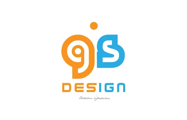 Gs g s orange blue alphabet letter logo combination — Stock Vector