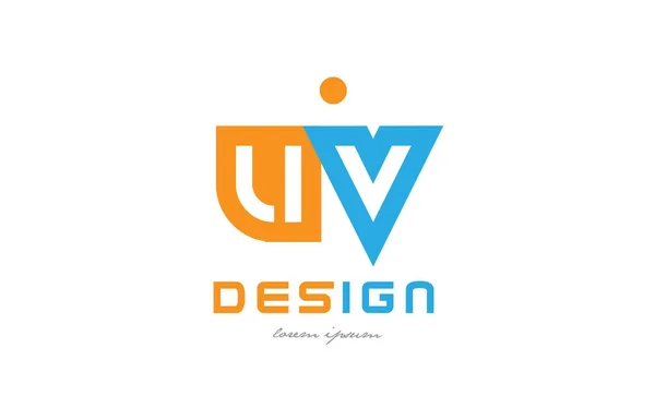 Uv u v orange blau Alphabet Buchstabe Logo Kombination — Stockvektor