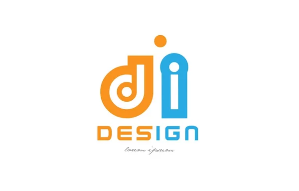 Di-d i oranje blauw alfabet letter logo combinatie — Stockvector