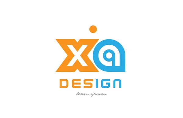 Xa x une combinaison orange lettre alphabet bleu logo — Image vectorielle