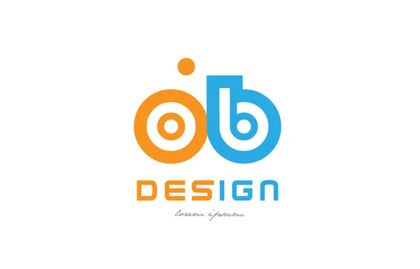 OB o b turuncu mavi Alfabe harf logo kombinasyonu — Stok Vektör