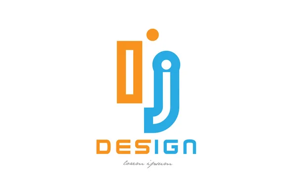LJ l j oranje blauw alfabet letter logo combinatie — Stockvector