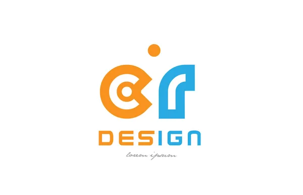CR c r oranje blauw alfabet letter logo combinatie — Stockvector