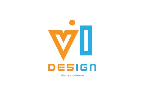 Vl v l laranja azul alfabeto letra logotipo combinação —  Vetores de Stock