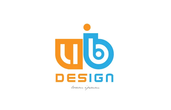 UB u b pomarańczowy niebieski alfabet list logo kombinacji — Wektor stockowy