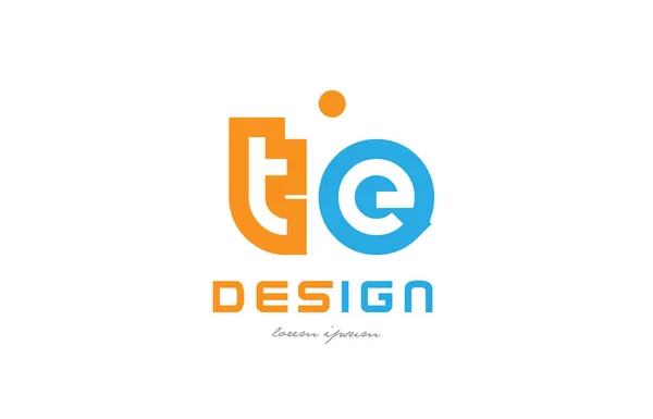 Te t e oranje blauw alfabet letter logo combinatie — Stockvector