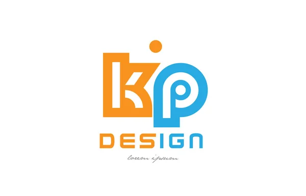 KP k p oranje blauw alfabet letter logo combinatie — Stockvector